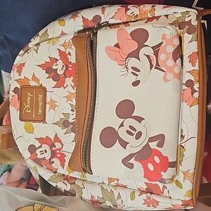 Loungefly Mickey and Minnie fall leaves 🍂 mini backpack